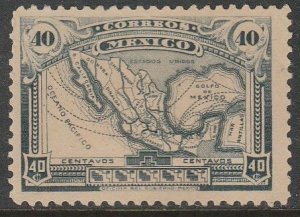 MEXICO 512, 40¢ MAP OF MEXICO. UNUSED, H OG. F-VF.