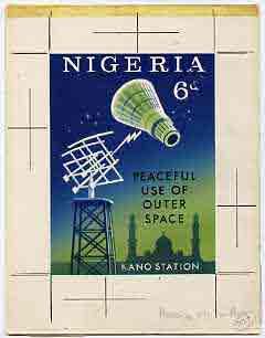 Nigeria 1963 Peaceful Use of Outer Space - original hand-...