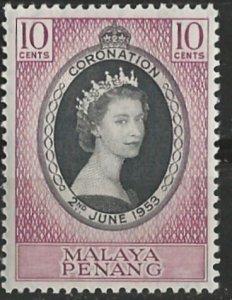 Malaya-Penang   # 27  QE II Coronation (1)  Unused VLH