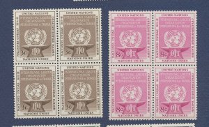 UNITED NATIONS UN - Scott 25-26  - MNH block - 1954