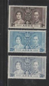 ADEN #13-15 1937 CORONATION ISSUE MINT VF LH O.G bb