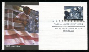 US 3937f Form Perfect Union 1961 Freedom Riders UA Fleetwood cachet FDC