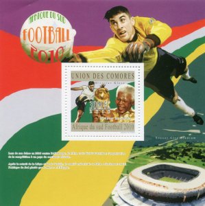 Comoro Islands 2010 SOUTH AFRICA FIFA FOOTBALL MANDELA s/s Perforated Mint (NH)