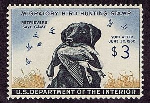 US RW26 UNUSED ORIGINAL GUM MINT NH $3 DUCK STAMP LABRADOR & MALLARD 1959 VF