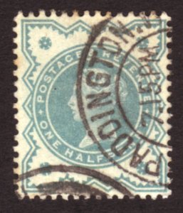 Great Britain 1900 Sc#125, SG#213 1/2d Queen Victoria USED-Fine-LHM.