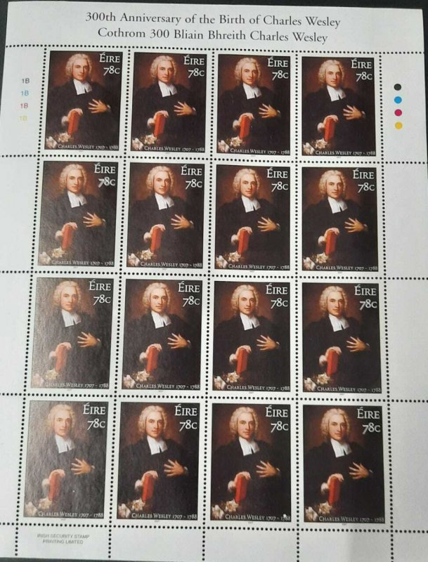 A) 2007 IRELAND, III CENTENARY OF THE BIRTH OF CHARLES WESLEY, 1,707 - 1,788. CO 