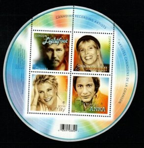 CANADA SGMS2505 2007 RECORDING ARTISTS MNH