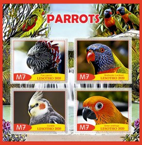 Stamps. Birds, Parrots 2020 year, 1+1 sheets MNH ** perforated