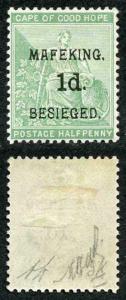 Mafeking Siege SG1 1d on 1/2d Green M/Mint