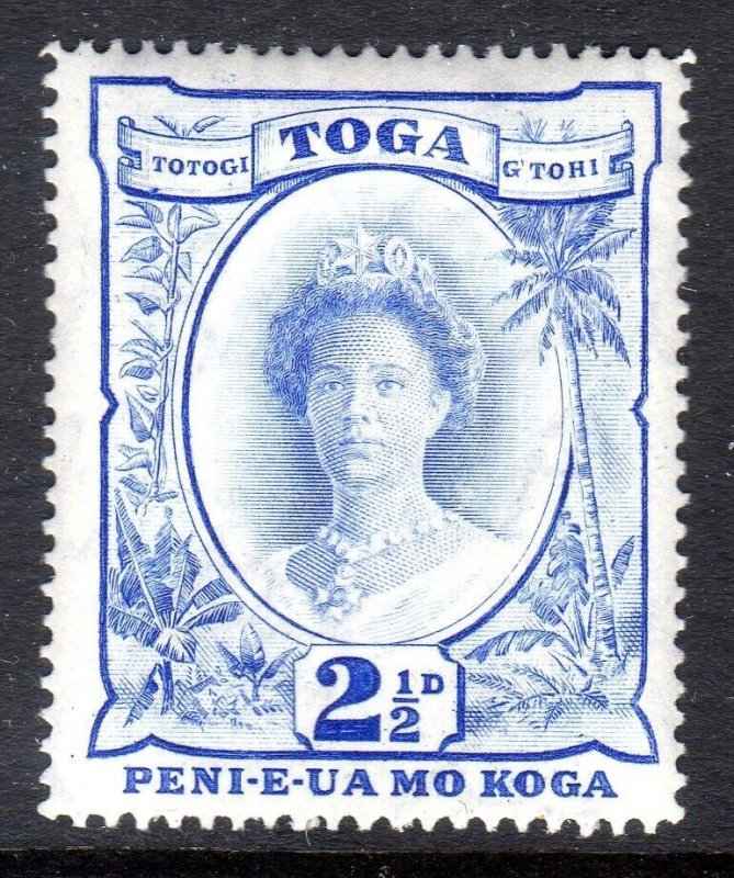 TONGA +  1942-49 +  SG 77a +  recut 2 1/2d  +       Lightly Hinged + cv £35.00