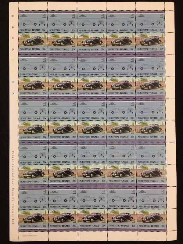 TUVALU Cars Motor Vehicles MNH Sheets x 13(650 Stamps)BLK46