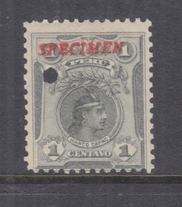 PERU, 1909 Manco Capac, 1c. Grey, ABN Co. Proof, SPECIMEN, small punch hole, mnh