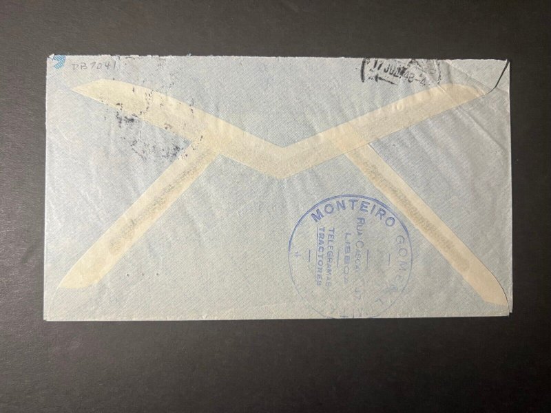 1948 Portugal Airmail Cover Lisbon to Cedar Rapids IO USA
