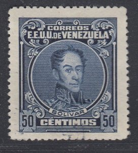 Venezuela 1915-23 50c Dark Blue, perf 14. Used. Scott 280a, SG 377