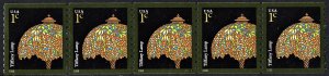 SC#3758A 1¢ Tiffany Lamp Plate Strip of Five: #S11111 (2008) MNH