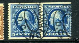 Scott 355 Washington USED Coil Pair of 2 Stamps with Weiss  Cert (Stock 355-25)