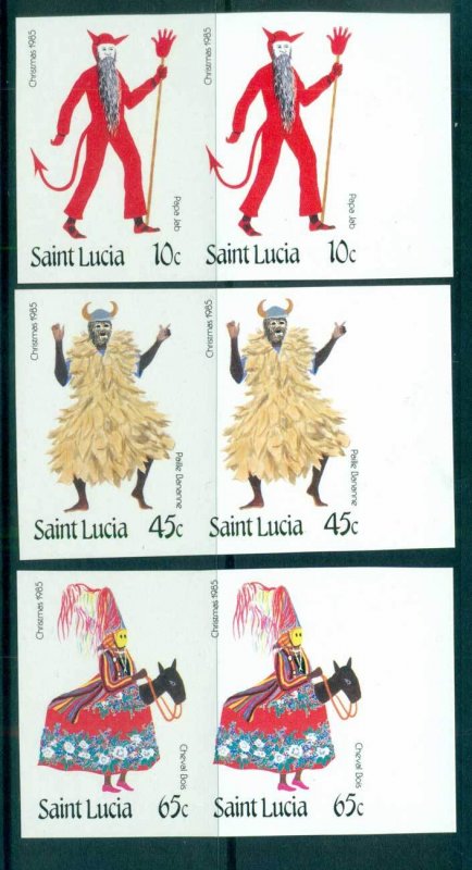 St Lucia 1985 Xmas IMPERF pairs MUH lot68673