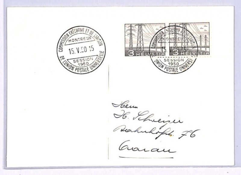 SWITZERLAND Card 1950 *UPU* COMMISSION EXECUTIVE Montreux CDS {samwells}XV83