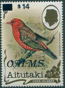 Aitutaki OHMS 1985 SGO36 $14 on $4 Red Munia MNH
