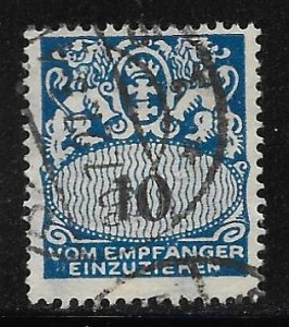 Danzig - Postage Due - Scott #J31 10pf Blue & black Average F Used