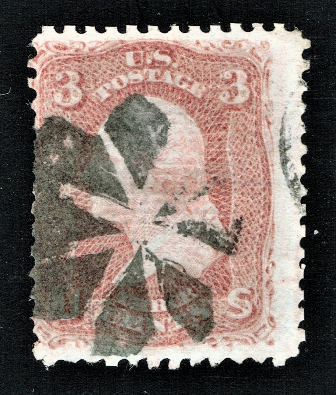 [sto111] 1867 Scott 85  3c Washington D-Grill Used Fine Cat $1,100