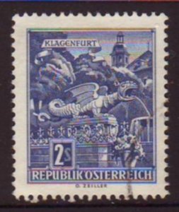 Austria 1968 Sc#696 2s Blue Klagenfurt Fountain USED-VF-NH.