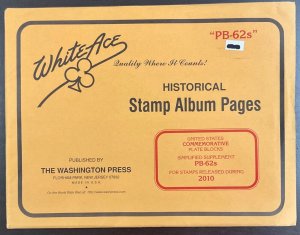 White Ace Historical Stamp Album US Commemorative Plate Blocks PB-62s 2010 NEW