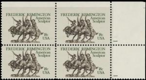 1934, Imperforate Top Margin Plate Block of Four Remington Stamps - Stuart Katz