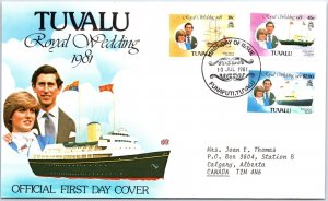 FIRST DAY COVER ROYAL WEDDING PRINCE CHARLES & PRINCESS DIANA TUVALU 1981