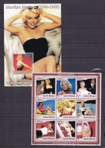 Guinea-Bissau 2001 Marilyn Monroe Block + S/Sheet MNH