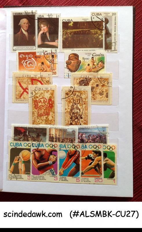 COLOURFUL COLLECTION OF CUBA STAMPS IN SMALL STOCK BOOK - 360 USED STAMPS