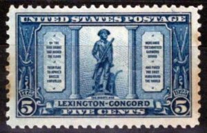 US 619 MNH 5c Lexington-Concord Issue Minute Man toning ZAYIX