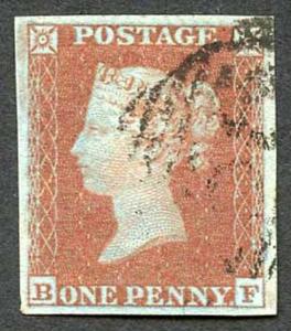 1841 Penny Red (BF) Plate 134 Clear Profile Superb Four Margin