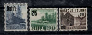 Norfolk Island Sc 26-28 1962 overprinted stamp set mint