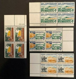 US Stamps- SC# 1122, 1133, 1150, 1176 - Conservation - Plate Blocks - CV $4.00