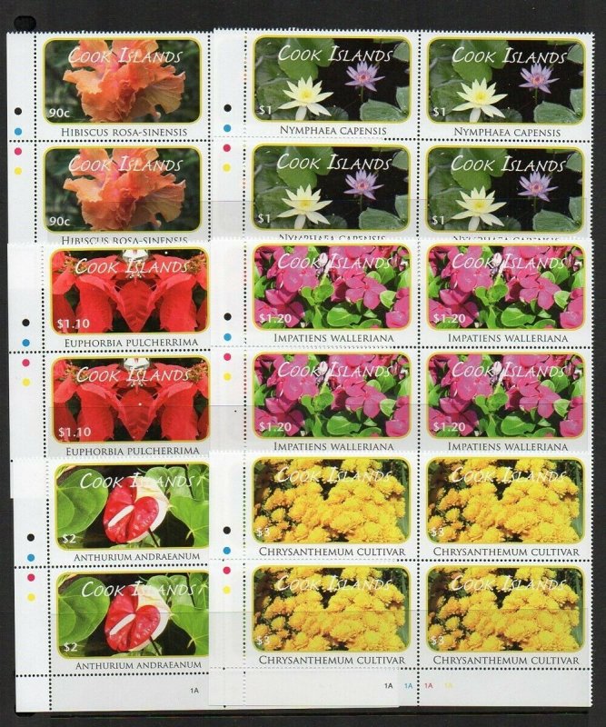 Cook Islands 2010 Flower BLOCKS set #1305-22 MNH cat $340.00