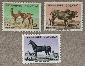 Yemen 1964 Animals postage dues, MNH. Scott J9-J11, CV $11.75,  Mi dues 14-16