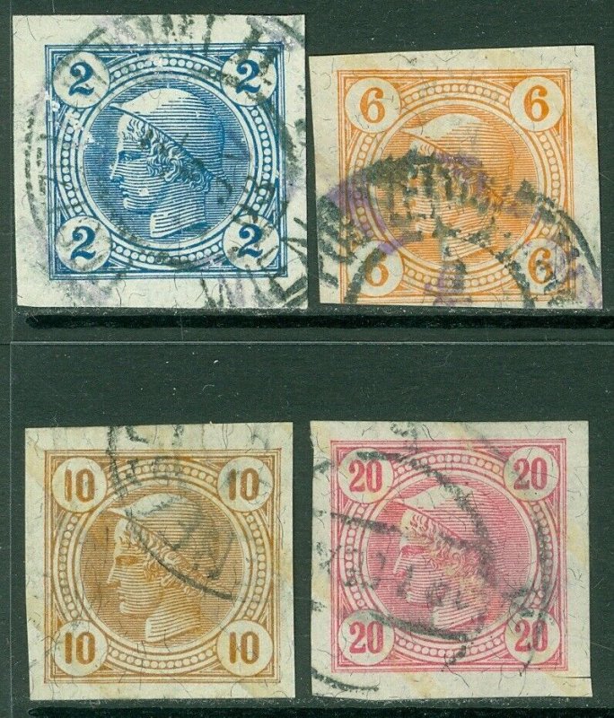 EDW1949SELL : AUSTRIA 1901 Sc #P11a-14a Cplt set w/varnish bars. XF Used Cat $97