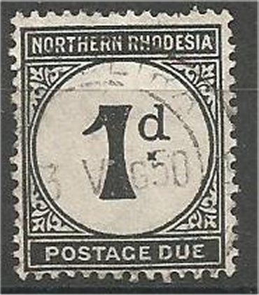 NORTHERN RHODESIA, 1929, used 1p, Numeral  Scott J1