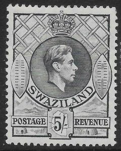 SWAZILAND SG37 1938 5/= GREY p13½x13 MNH