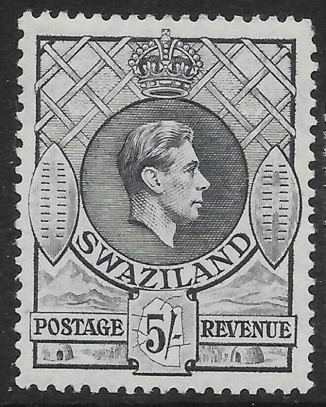 SWAZILAND SG37 1938 5/= GREY p13½x13 MNH 