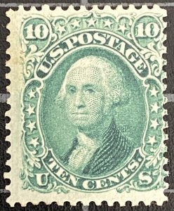 US Stamps - SC# 68 - MOGH - Toning UL  - SCV = $950.00