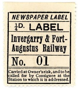 (I.B) Invergarry & Fort Augustus Railway : Newspaper Parcel ¼d