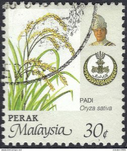 MALAYA PERAK 1986 30c Multicoloured, Farming-Padi SG204 FU