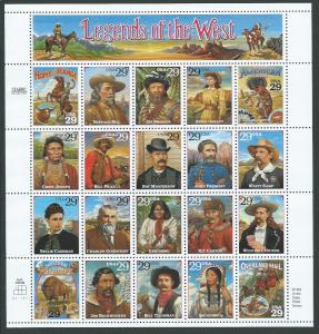 2870 MNH, Legends of the West, Error Sheet, scv: $220