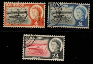 Barbados Scott 251-253 used 1961 QE2 stamps