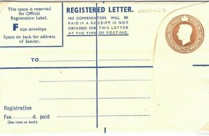 GB KGVI Postal Stationery Huggins RP55F Size F 5½d Registered DLR 1947 PB20