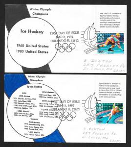 UNITED STATES FDCs (5) 29¢ Olympics 1992 Cacheted H-P