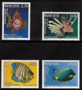 MAYOTTE 1999 Fish; Scott 121-24; MNH