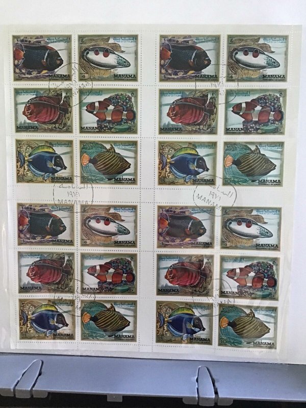 Manama Dependency of Ajman Fishes   cancelled  stamp sheet R27650